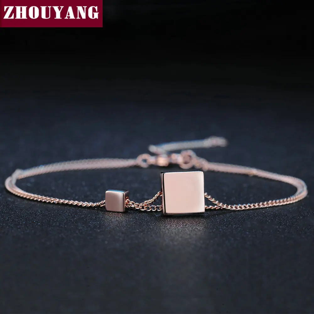 Квадратный простой стиль без камня цвет розового золота ювелирные изделия браслет для женщин Девушка работы вечерние подарок H166