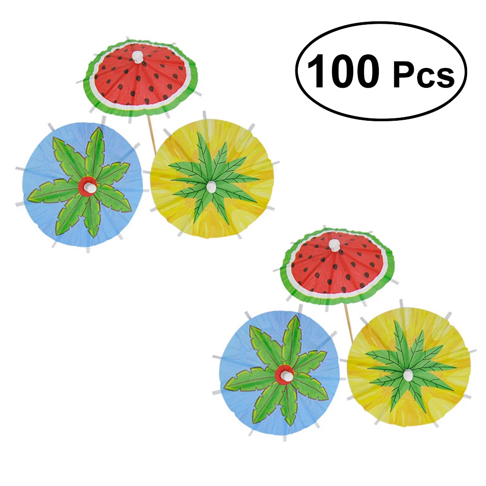 100PCS Drink Dessert Cupcake Paper Parasol Umbrellas Picks DIY Cocktail