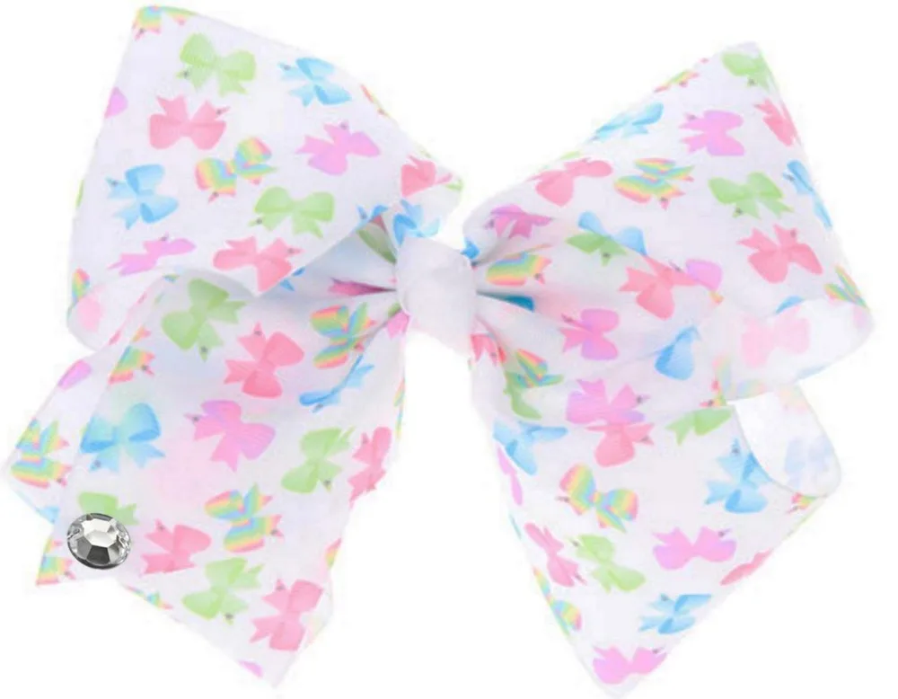 

free shipping Newests 20pcs 8'' Large Limited Edition Valentine Pink Heart print Signature Hair bow Siwa Large Bow Pattern big