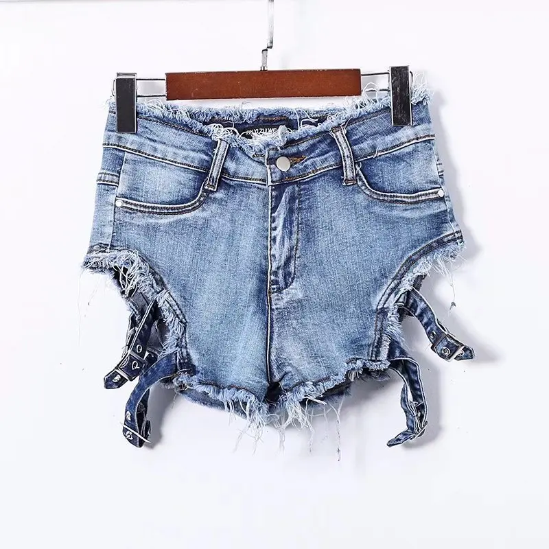 Лето 2018 рваные женские Шорты повседневные джинсовые сексуальная высокая талия широкие джинсы Шорты стрейч Горячие кисточки джинсовые