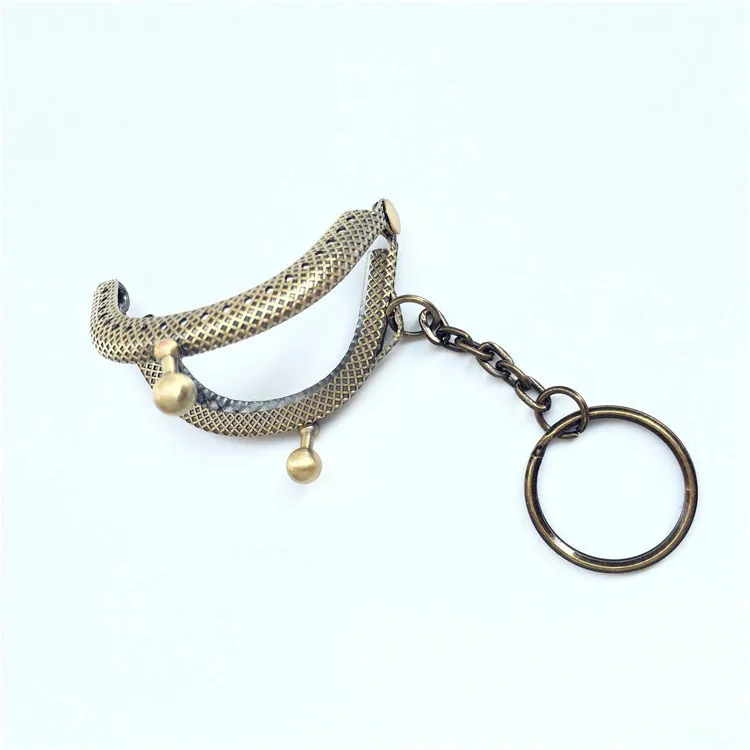 5 цветов DIY решетка мини поцелуй застежка цепь женский кошелек для монет ручной работы брелок для ключей Мягкий шар голова замок сумка аксессуары 5,0 см - Цвет: Bronze Tone