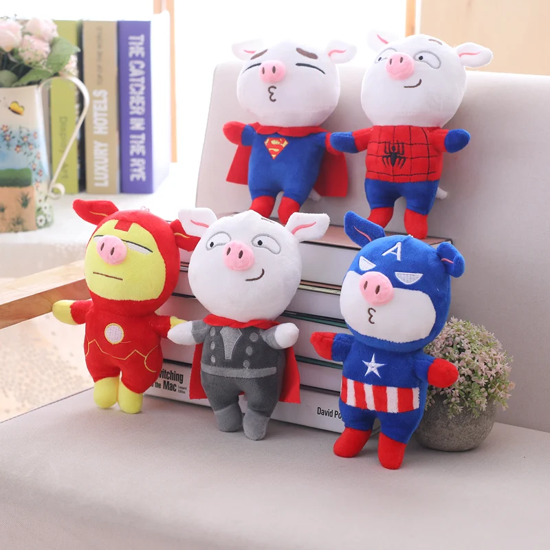 

Kawaii Marvel Pig Avengers Piglet Superhero Mini Baby Doll Stitch Stuffed Keychain Backpack Pendant Soft Plush Toy Kid Girl Gift