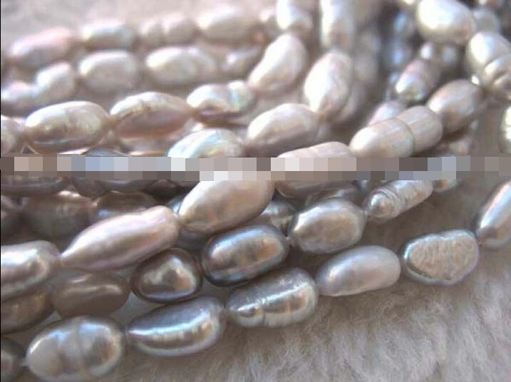 

FREE SHIPPING>>>@@ N533 5strands freshwater pearl gray baroque 14.5" nature