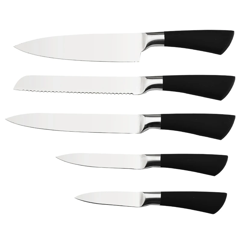 5 шт. набор кухонных ножей с черной ручкой антипригарным покрытием|knife set|kitchen knife