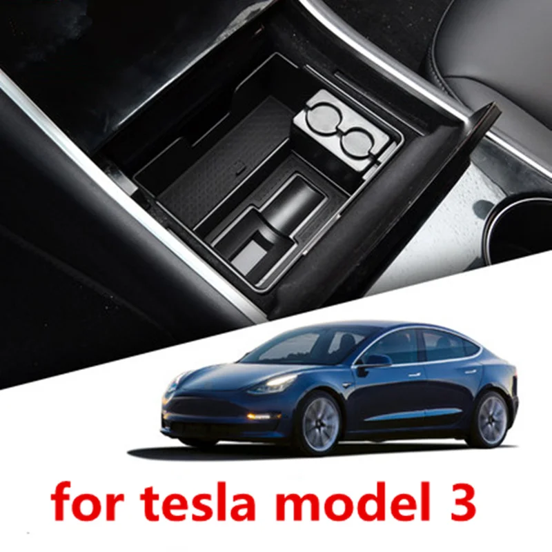 

1pc Center Console Organizer Storage Box Armrest Holder Container Car Accessory for Tesla Model 3 2017 2018 2019
