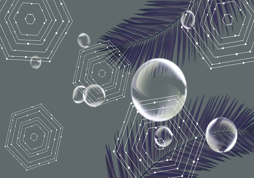 Custom 3d wallpaper modern minimalist beautiful geometric plant bubble wall - silk waterproof material Custom 3d wallpaper modern minimalist beautiful geometric plant bubble wall - silk waterproof material