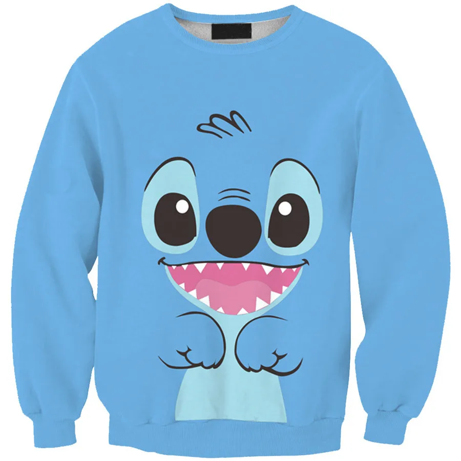  Harajuku 3D Print Stitch Sweatshirts Coat Men Women Blue Cute Stitch Fashion Hoodies Tracksuit Tops