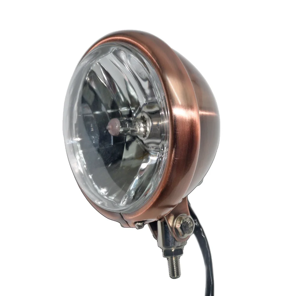 

Motorcycle5 3/4" Golden Black Vintage Metal Headlight Buttom Mount 10mm for Harley Copper style Cafe Bobber Chopper Head Lamp