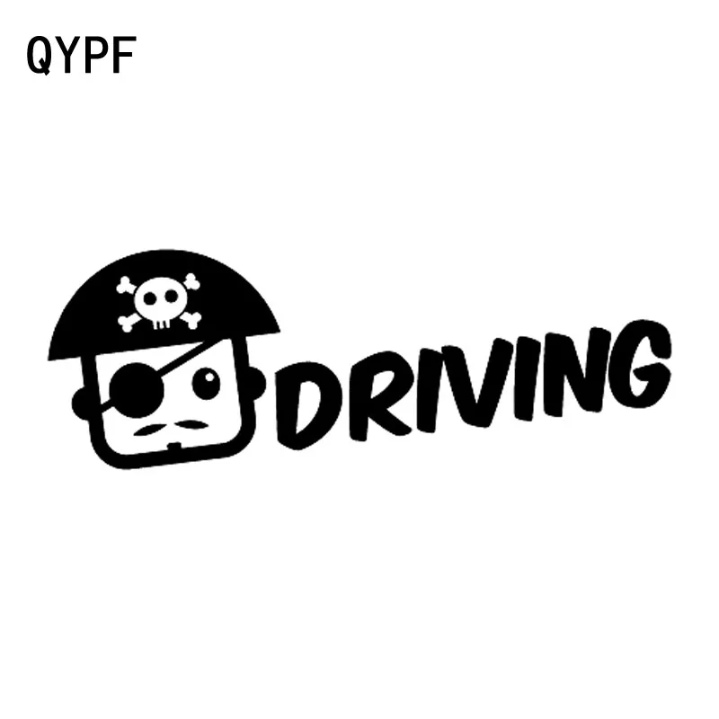 

QYPF 17CM*5.8CM Funny PIRATE DRIVING Vinyl Retro-reflective Car Sticker Decal Black Silver C15-2654