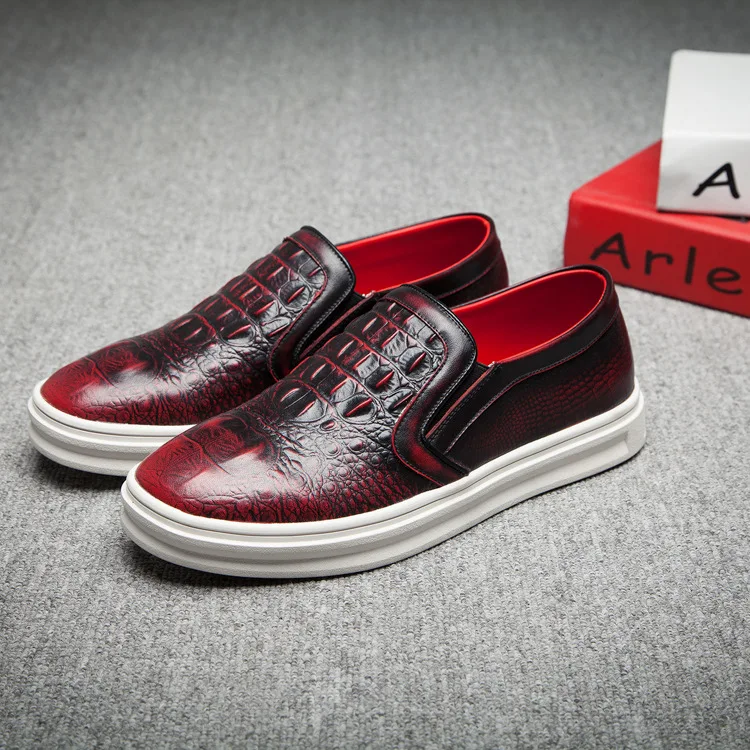 

men fashion office wedding crocodile grain genuine leather shoes slip on lazy driving oxfords shoe flats platform teenage zapato