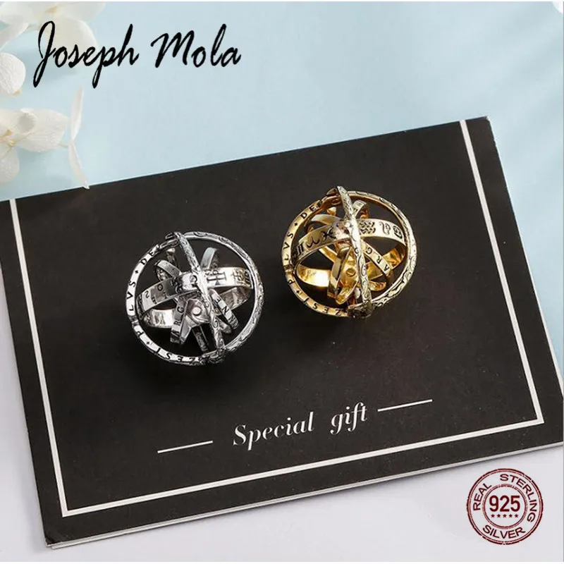 

Joseph Mola 925 Sterling Silver Vintage 16th Century Germany Astronomical Sphere Foldable Lover Ring For Wom0en Man Fine Jewelry