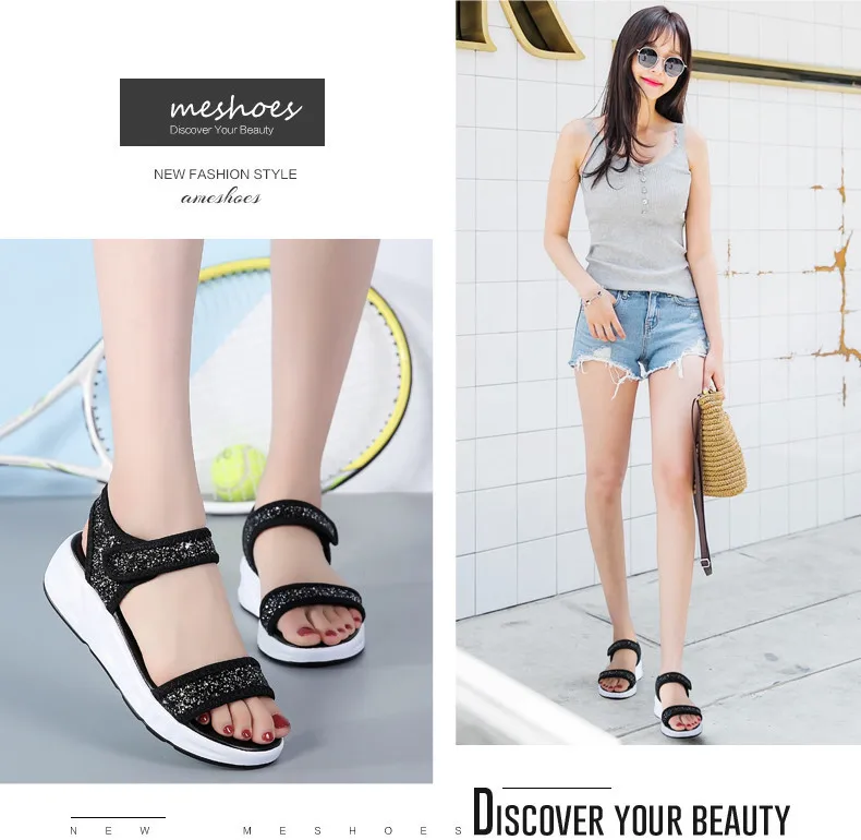 Summer Women Sandals Female Shoes Woman Shining Comfortable Sandals Ladies Sequined Cloth Flat Sandals Women Sandalias (7)