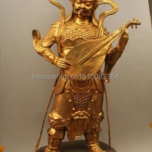 3" Китай Тибет Буддизм Бронзовый Gild Пипа Dhammapala царю небесный Статуя Будды