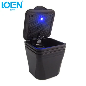 

LOEN Square Black Car Ashtray Blue Led Light Office Travel Portable Safe Driving Tobacco Ash Storage For Toyota Honda