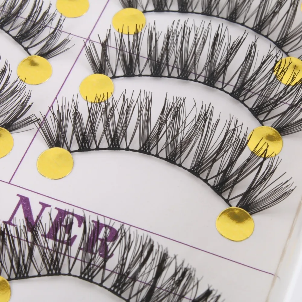 Long Thick Cross False Eyelashes Natural Makeup Fake Black Eye Lashes 10 Pairs