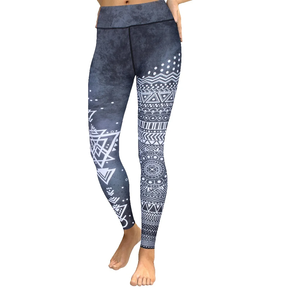 Grey Aztec mandala high waistband legging (1)