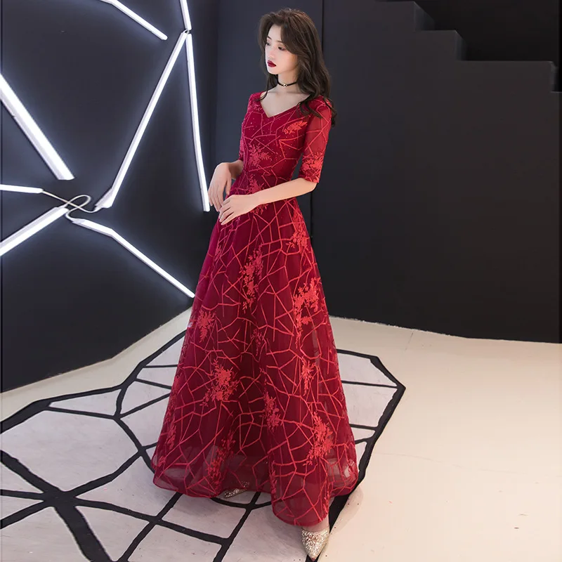 Бордовый атласный Восточный Стиль праздничные платья Китайские винтажные Свадебные Cheongsam элегантные длинные вечерние платья Размер XS-XXL