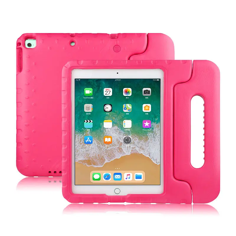 For Apple iPad Air 2 9.7 Cover Case Children silicone cover For iPad air II 2 Air2 iPad9.7" A1566 7 Tablet shockproof EVA case - Цвет: rose red