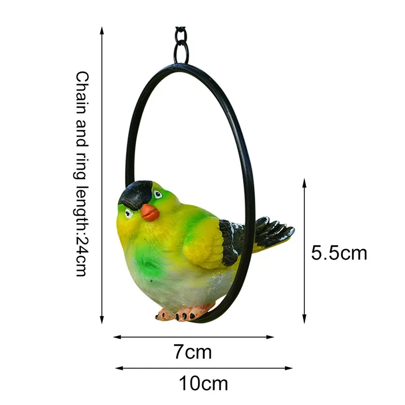 Орнамент птицы Имитация животных Сад железное кольцо висит кусок птица Смола ремесла дерево орнамент Садоводство Ландшафтная Скульптура - Цвет: B3