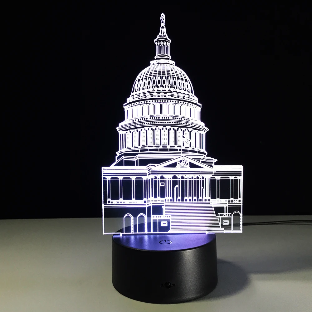 Белый дом красочные 3D ночника акриловые лазерной Вырезка Книги по искусству LED Спальня тумбочка лампа USB 3D иллюзия стол лампы деко