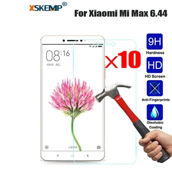 

XSKEMP 10Pcs/Lot 9H 2.5D HD Tempered Glass For Xiaomi Mi Max 6.44 Scratch Proof HD Screen Protector Tablet Protective Film Guard