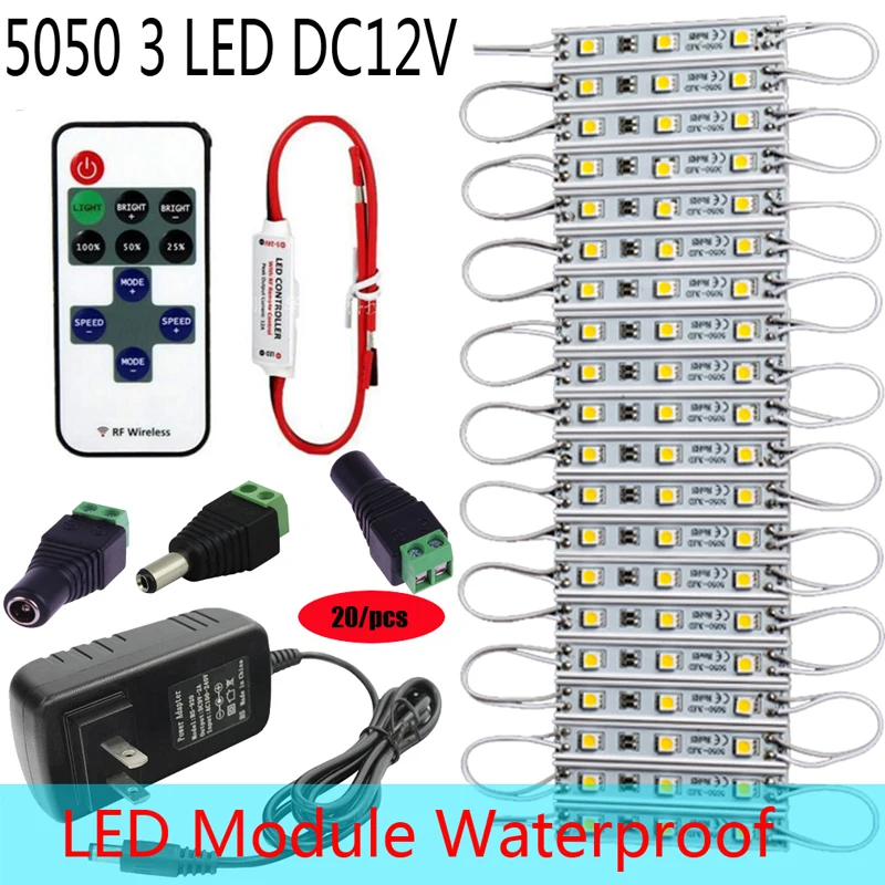 20/Pieces 5050 SMD 3 Светодиодов водонепроницаемый Модуль + RF Контроллер питания Строка