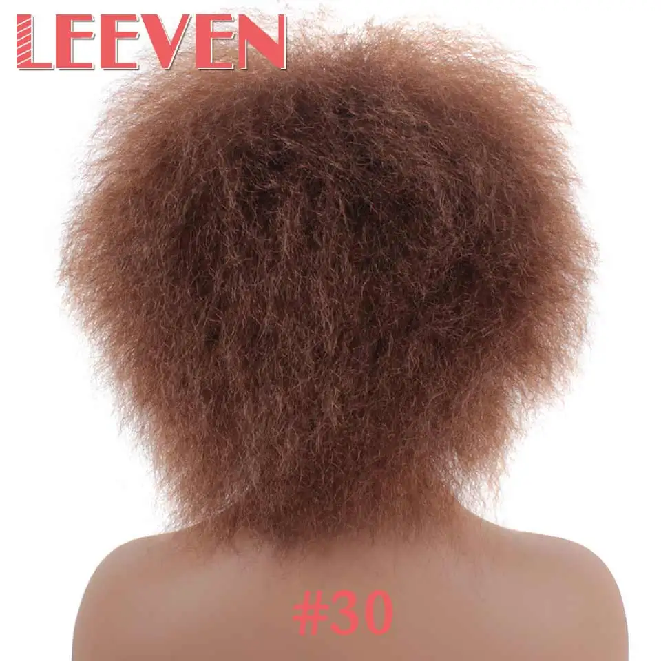 Leeven, 6,5 дюймов, 100 г/шт., синтетические волосы, короткие, черные, кудрявые, кудрявые, афро, парик, пушистые, косплей, парики для женщин, высокотемпературное волокно - Цвет: #30