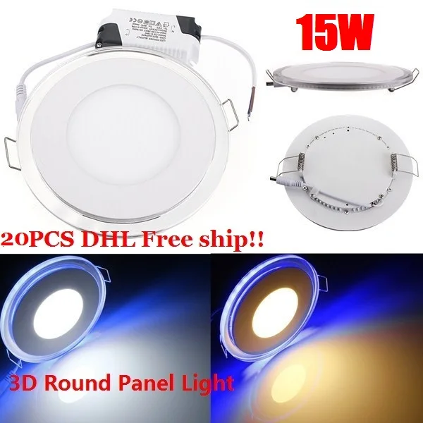 20PCS DHL Free Acrylic LED Panel Light Recessed Downlight Panel Ceiling Wall Light 15W Cool White
