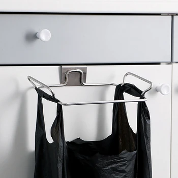 

Stainless Steel Holder Door Hook Garbage Bags Hanger Cupboard Storage Rack