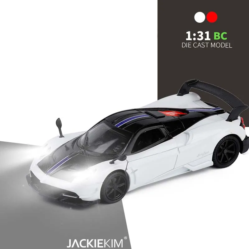 

1/31 Pagani Huayra BC Alloy Car Model Metal Diecasts White Red Pull Back Flashing For Kids Birthday Toy Free Shipping