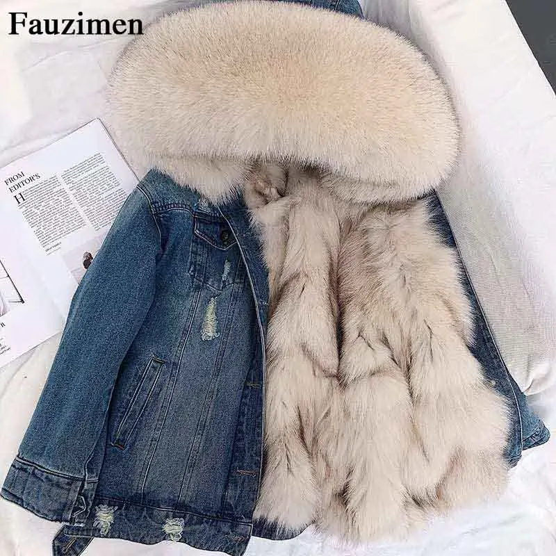 2018 Royal bleu Vêtements marine bleu Furcollar Renard Black Dames Parka vent Manteau blanc Coréenne Grand D'hiver À Capuchon kaki Bleu Veste Femmes Fourrure Bombardier ardoisé Coupe rose rZqFw4r