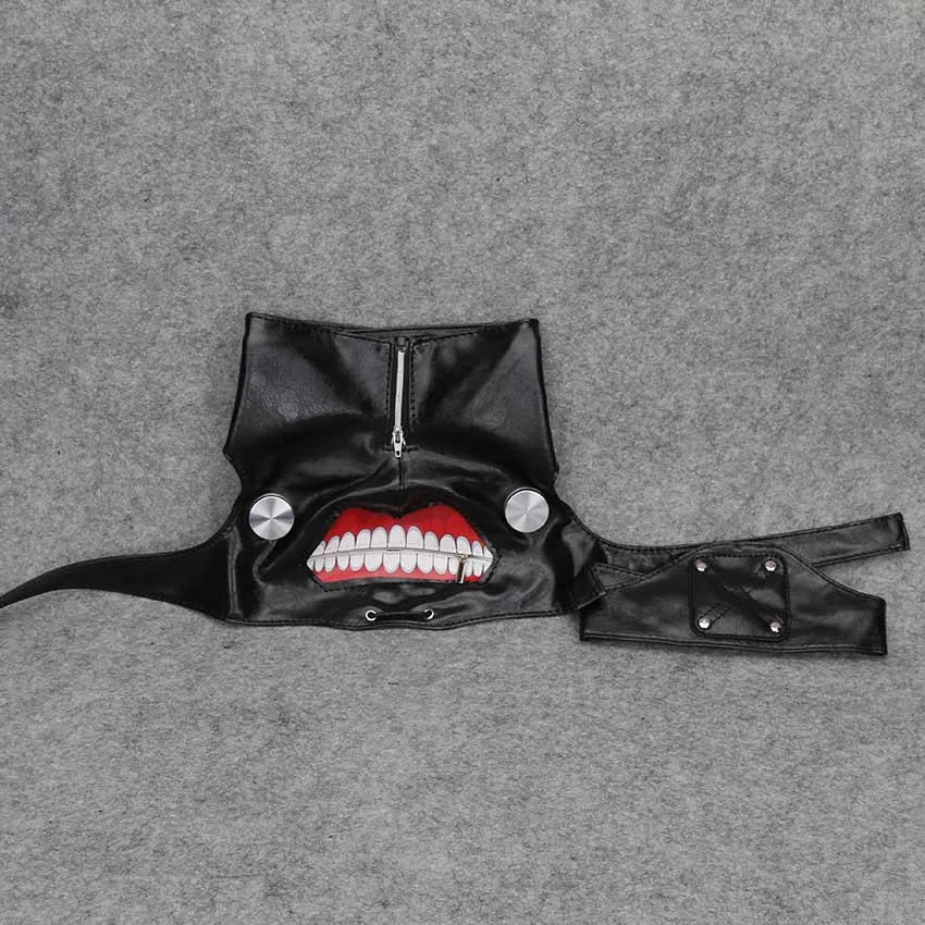 

Tokyo Ghoul 2 Kaneki Ken Mask Adjustable Zipper Masks PU Leather Cool Mask Blinder Anime Cosplay Action Figures Toys