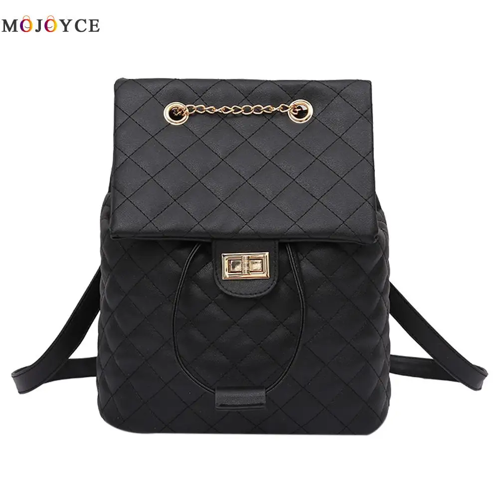 Женский рюкзак, Подростковый рюкзак для Засов решетки, наплечный рюкзак из искусственной кожи, женский рюкзак - Цвет: Черный