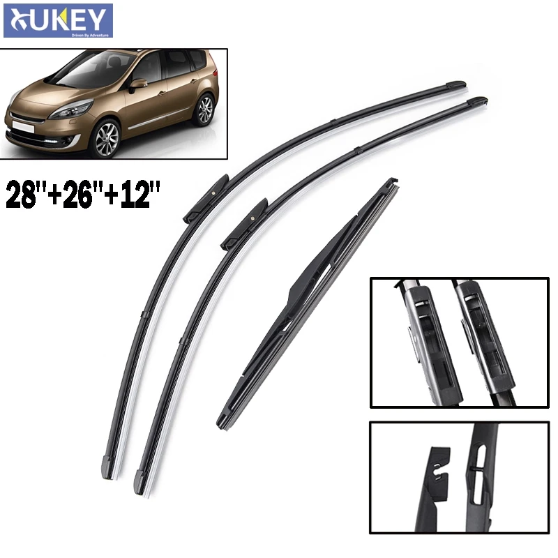 Xukey Wiper Blades For Renault Scenic 3 III 28"26"12" Fit Arms