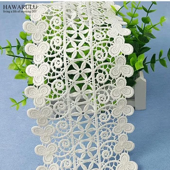 

4yard white african lace fabric trim wedding decoration 12.1cm Milk silk water-soluble embroidery mesh lace exquisite bilateral