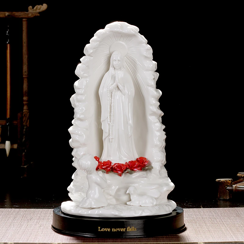 French vintage porcelain Madonna statue. Small Virgin Mary statue