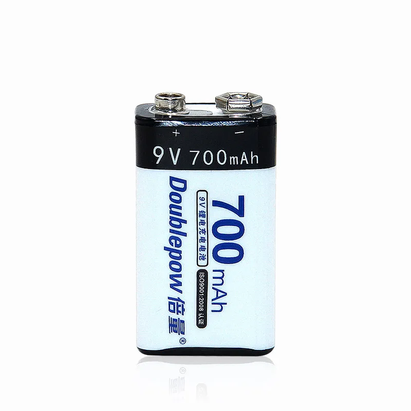 

1/2/4/8pcs Doublepow 9V 700mAh Li-ion rechargeable batteries in Actual High Capacity of 700mAh Battery Cell For instrumentation