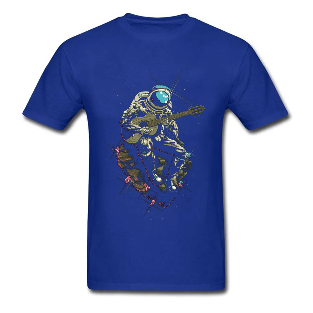 Design Astronaut-Guitar-Player190617 T-Shirt for Men Faddish VALENTINE DAY Round Collar Cotton Short Sleeve T-Shirt Tops Shirts Astronaut-Guitar-Player190617 blue