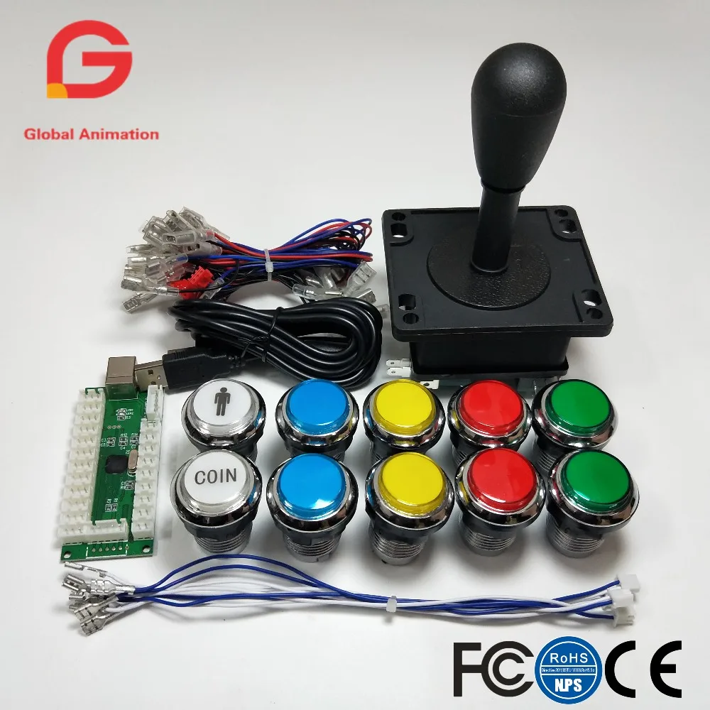 Arcade Contest DIY Cabinet Kits USB Encoder to 8Way Happ style Joystick PC Games + Chrome Plating LED Illuminated Push Button Arcade Contest DIY Cabinet Kits USB Encoder to 8Way Happ style Joystick PC Games + Chrome Plating LED Illuminated Push Button