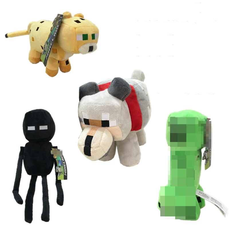 

4pcs/lot Big 25-42cm Minecraft Creeper JJ Enderman Ocelot Wolf Plush Toys Doll Soft Stuffed Animals Toys for Kids Children Gifts