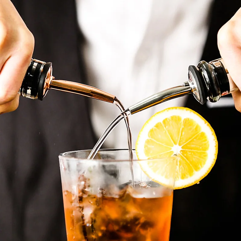 2pcs Stainless Steel Wine Pourer Liquor Pour Spouts Bottle Cap