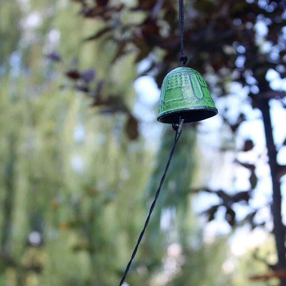 Carillon à Vent Japonais PATIKIL - Métal, Vert, 32cm - Décoration Jardin Et Extérieur
