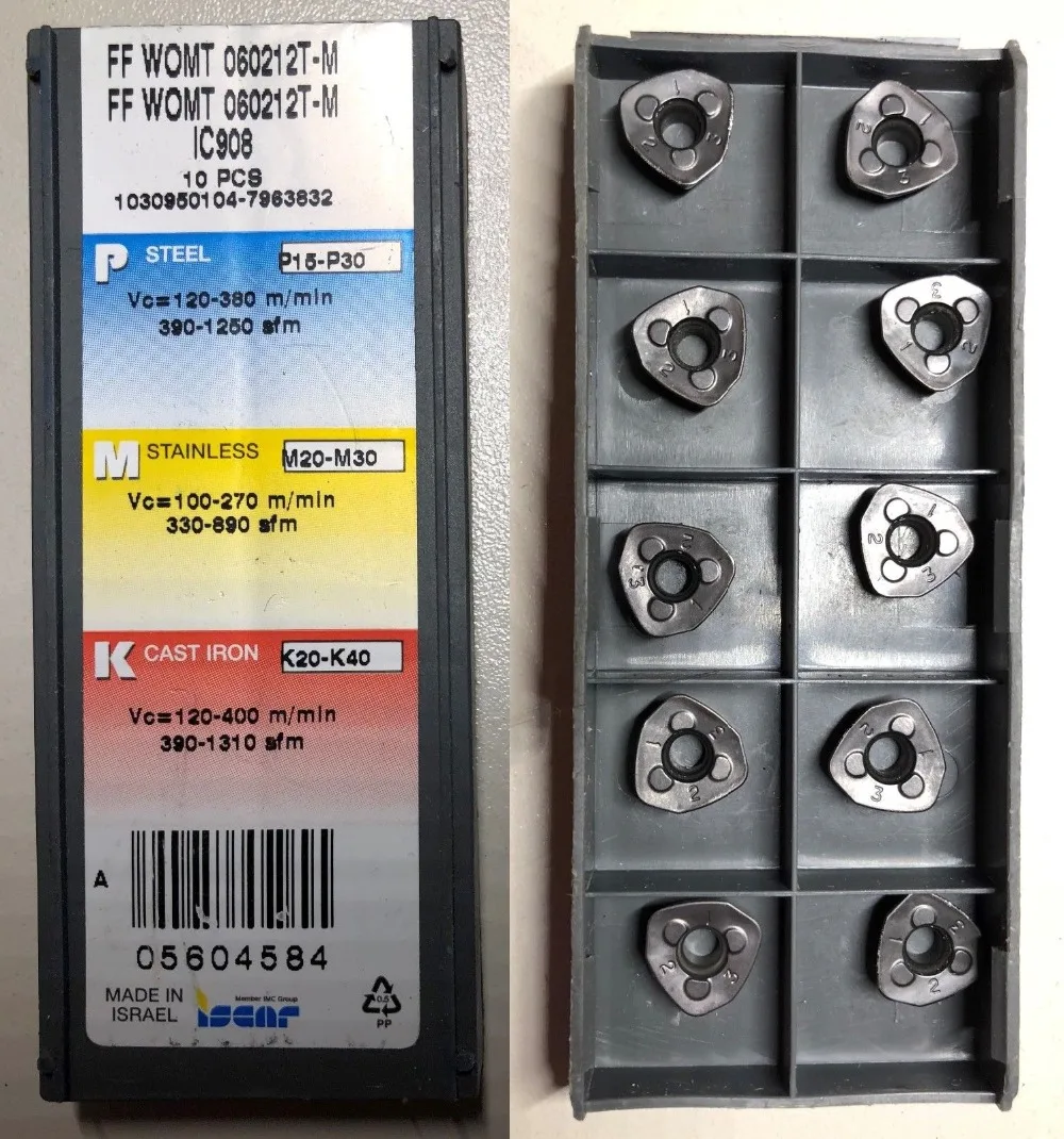 10 шт. карбида ISCAR вставка FF WOMT060212T-M IC908