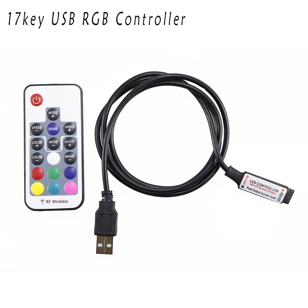 USB RGB светодиодный контроллер DC5V диммер RF беспроводной мини-пульт дистанционного управления для RGB 3528 5050 smd СВЕТОДИОДНЫЙ ленточный светильник 5-24 В 1 шт
