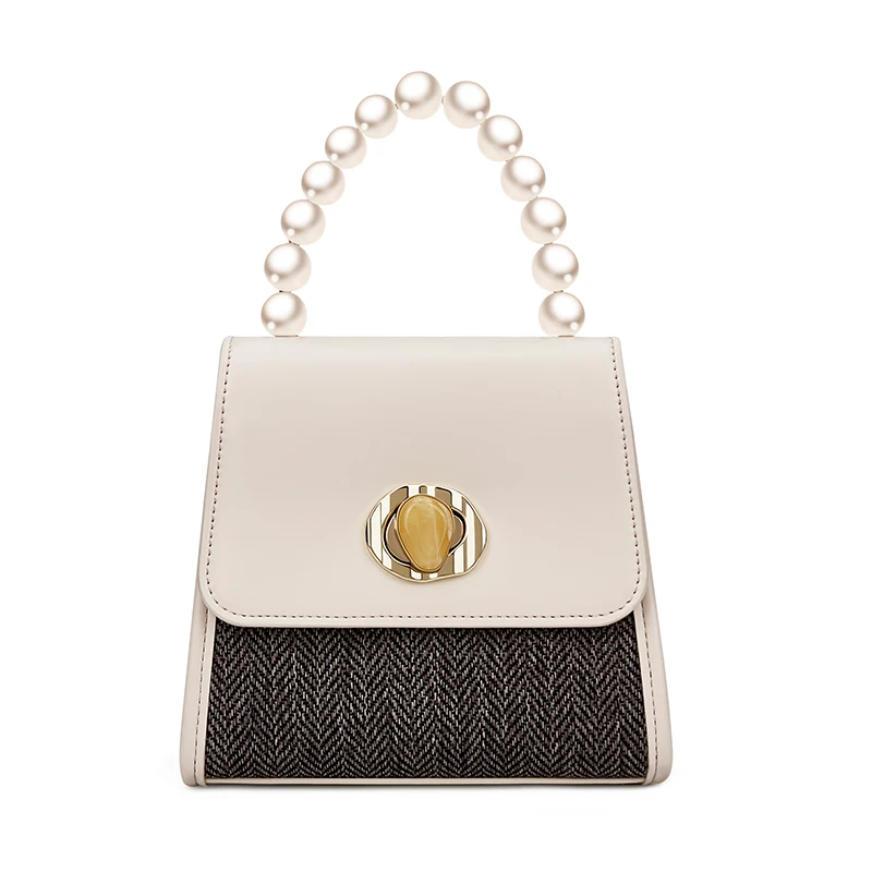 

2019 New Ladies Shoulder Messenger Bag High Quality Chain Square Bag Women's Pearl handle Fashion Handbag