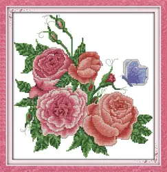Новый цветок розы хлопок DMC наборы вышивки крестиком 14ct белый 11ct Печать на холсте вышивка набор швейная ручная работа ремесла домашнего