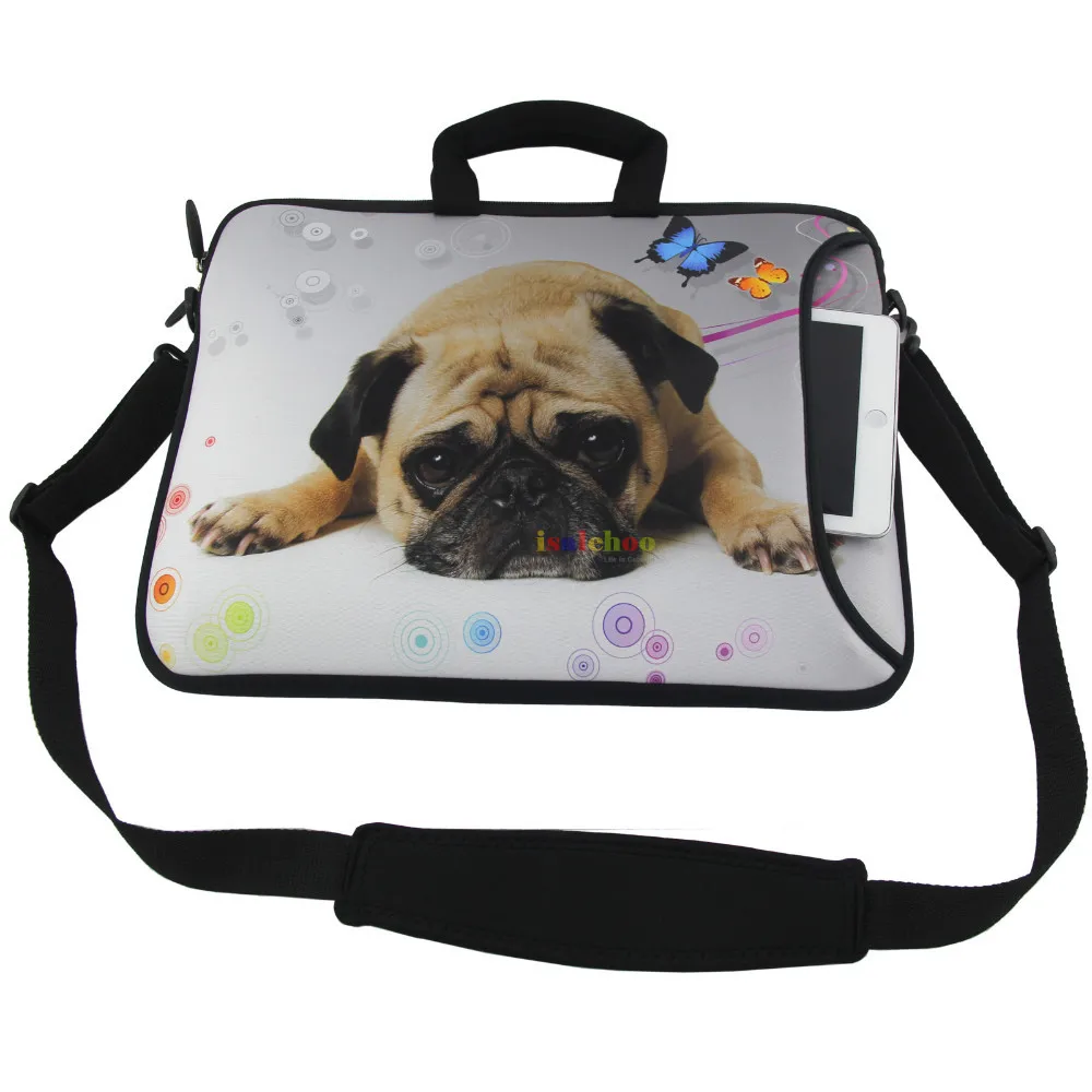 10 12 13 14.4 15 17 Inch Pug Neoprene Notebook Sleeve CaseLaptop Shoulder Bag Cover Pouch For Asus Dell Toshiba HP Drop Shipping