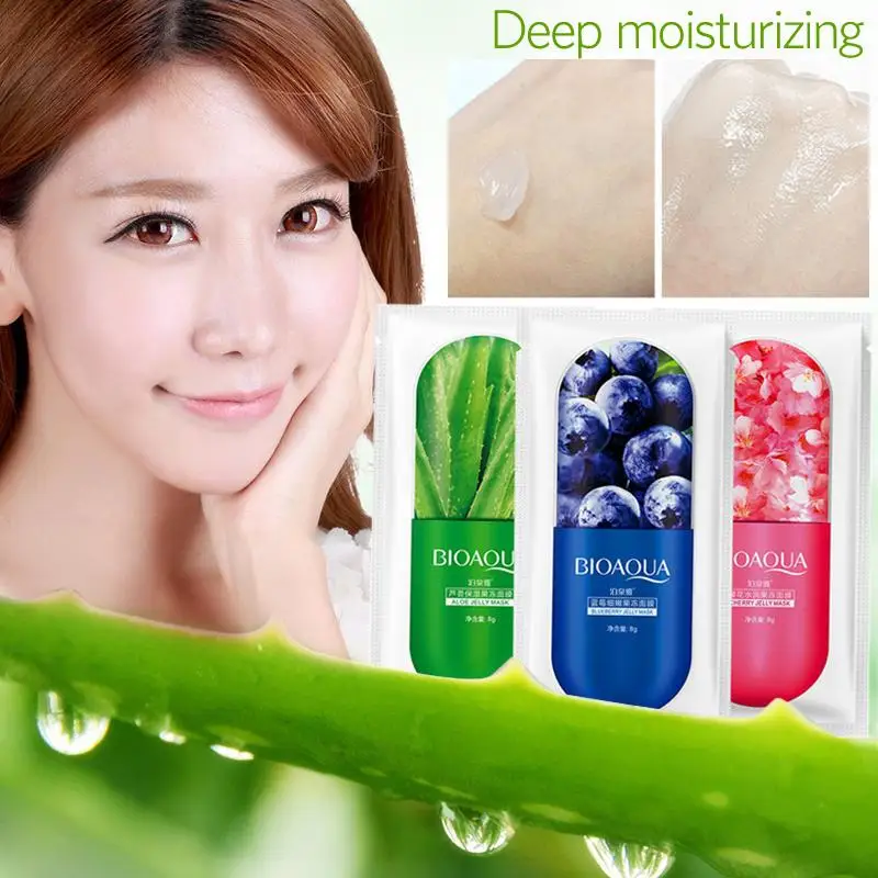 

BIOAQUA 5pcs Moisturizing Facial Jelly Mask Sheet Deep Face Serum Whitening Moisture Essence Nutritious Cream Skin Care Women