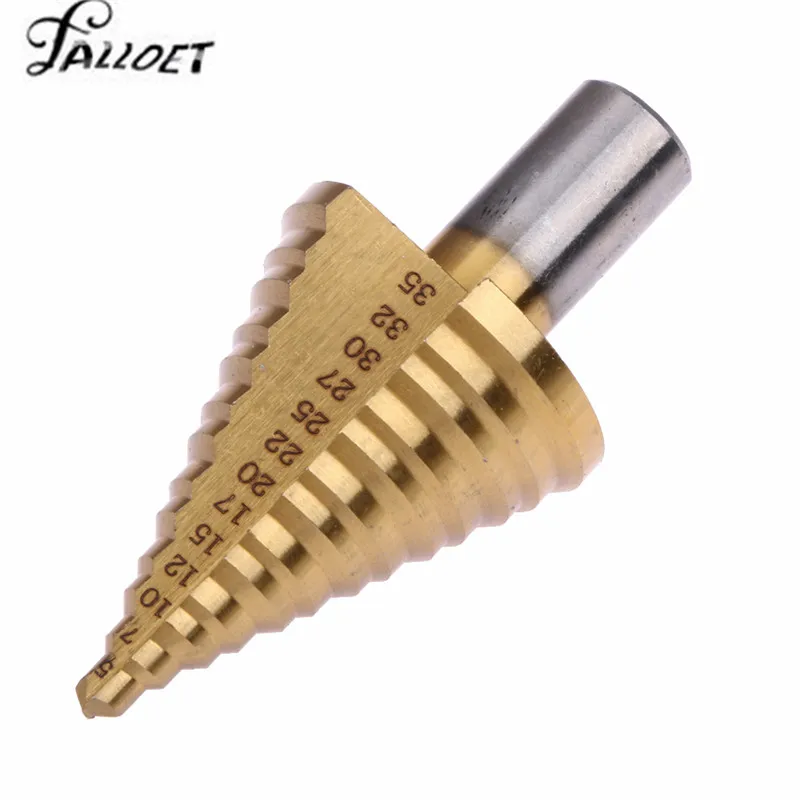  5-35mm Hex Titanium Step Drill for Metal Bits Hole Cutter for Woodworking Wood HSS Metal Drills Pow