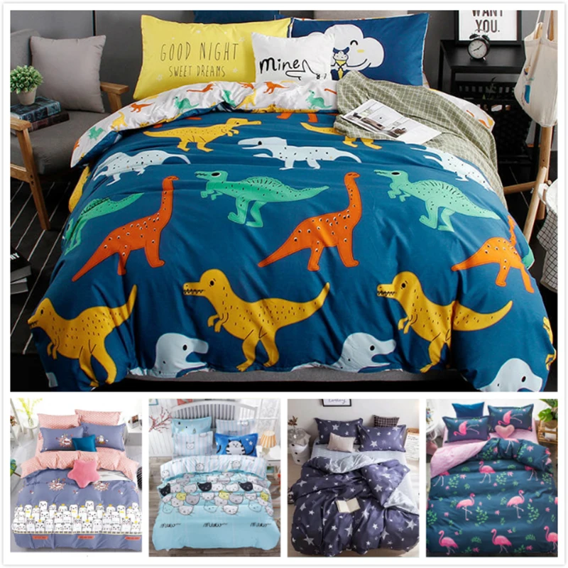 

Dragon Pattern Kid Bed Linen Fitted Sheet Quilt Case pillowcase 3/4 pcs Bedding Set 1.2m 1.5m 1.8m Duvet Cover Single Queen Size